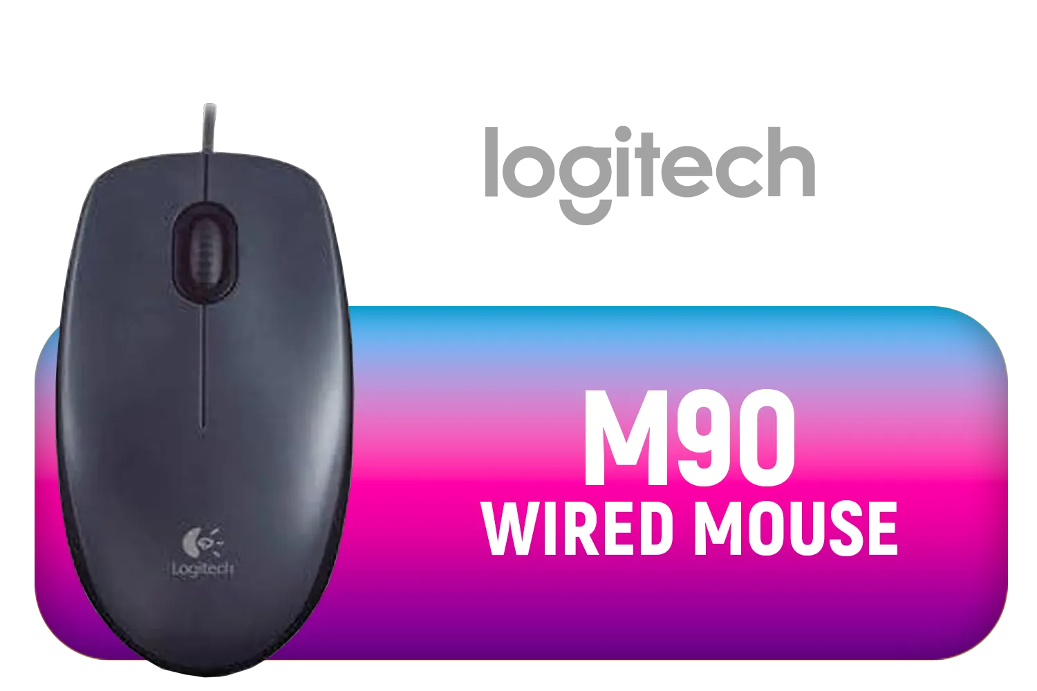 Logitech M90 Corded Mouse - Grey / Ambidextrous Design / Plug And Play / 1000 DPI / 910-001793