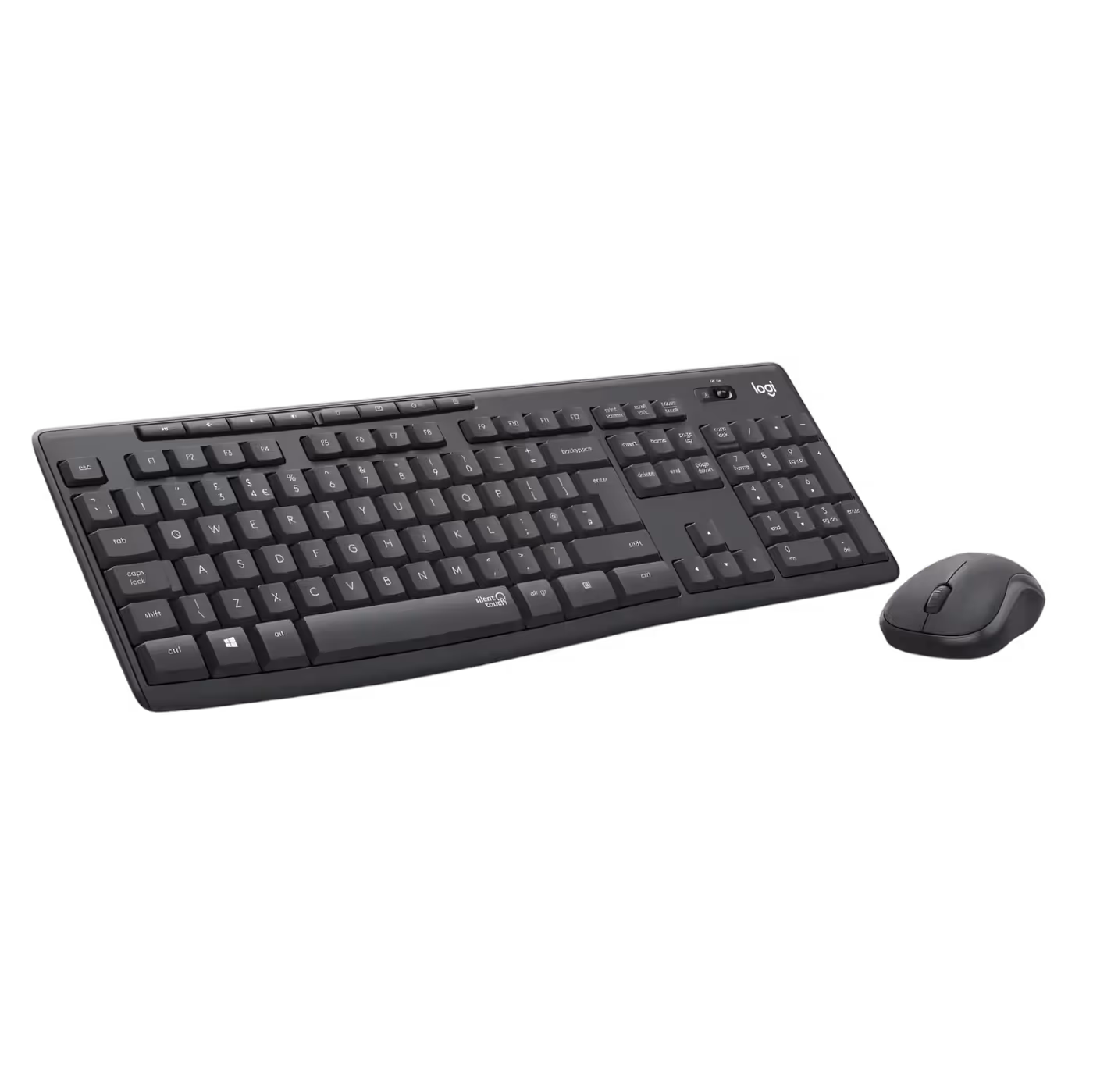 Full-size wireless keyboard with integrated number pad and shortcut keys