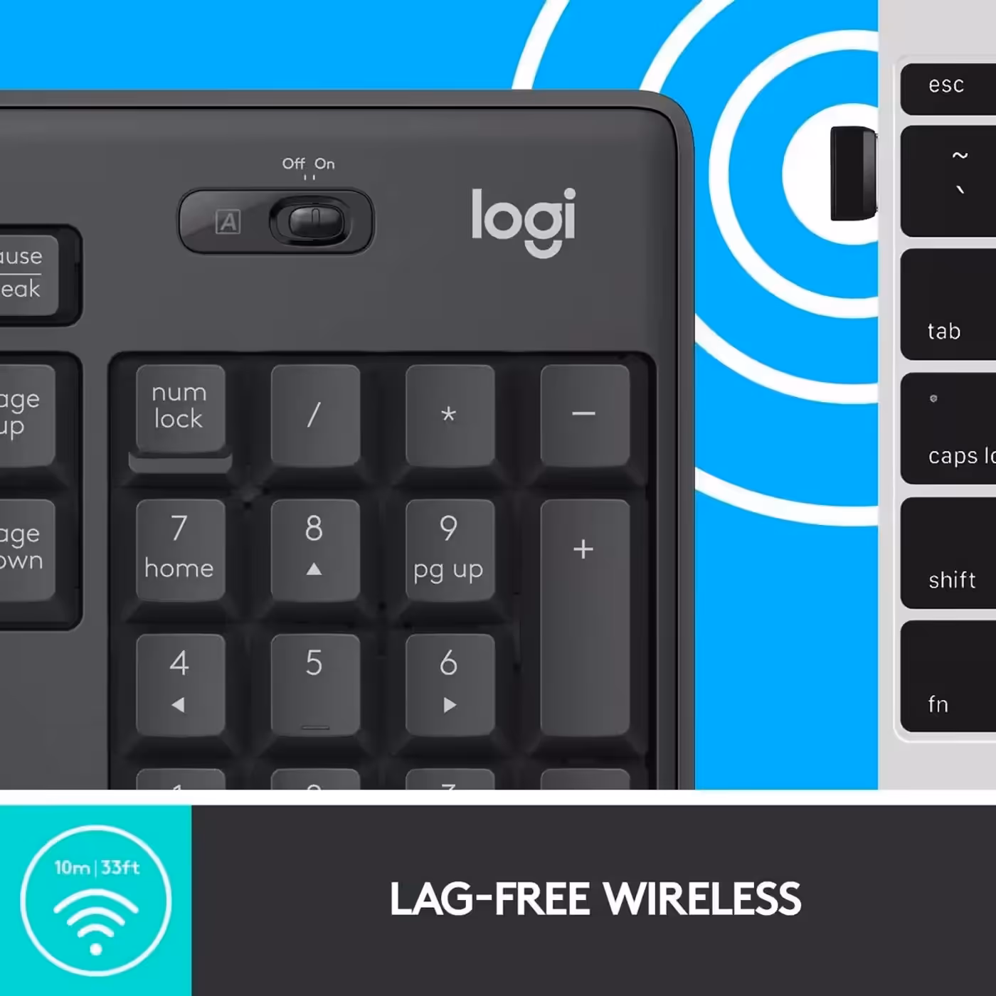 USB receiver demonstrating 2.4 GHz wireless connectivity for keyboard and mouse