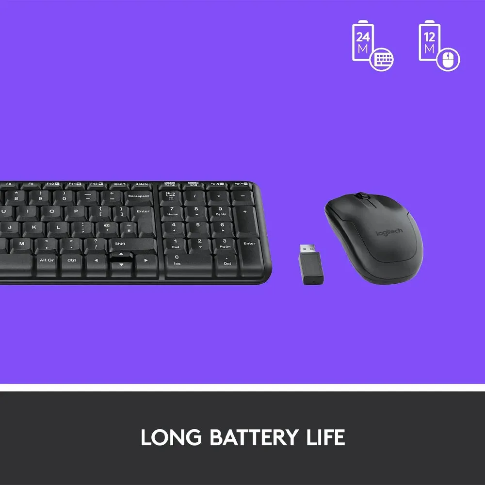 Logitech MK220 Wireless Keyboard and Mouse Combo - Compact & Quiet