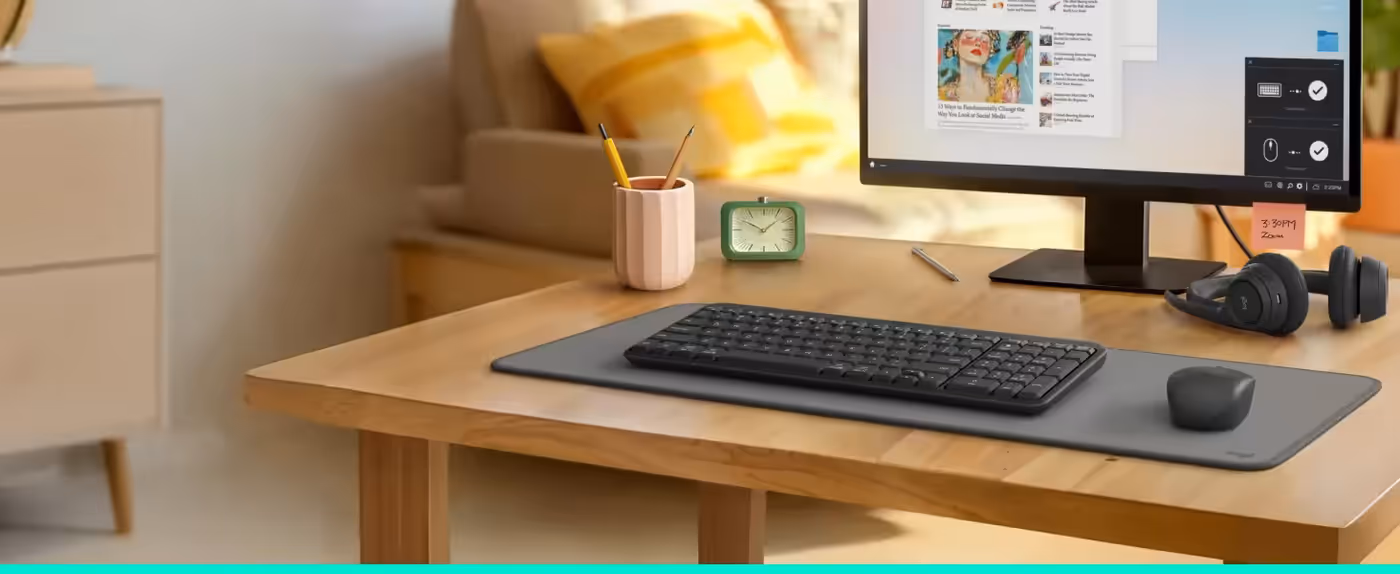 The Logitech MK250 combo paired with several devices over Bluetooth