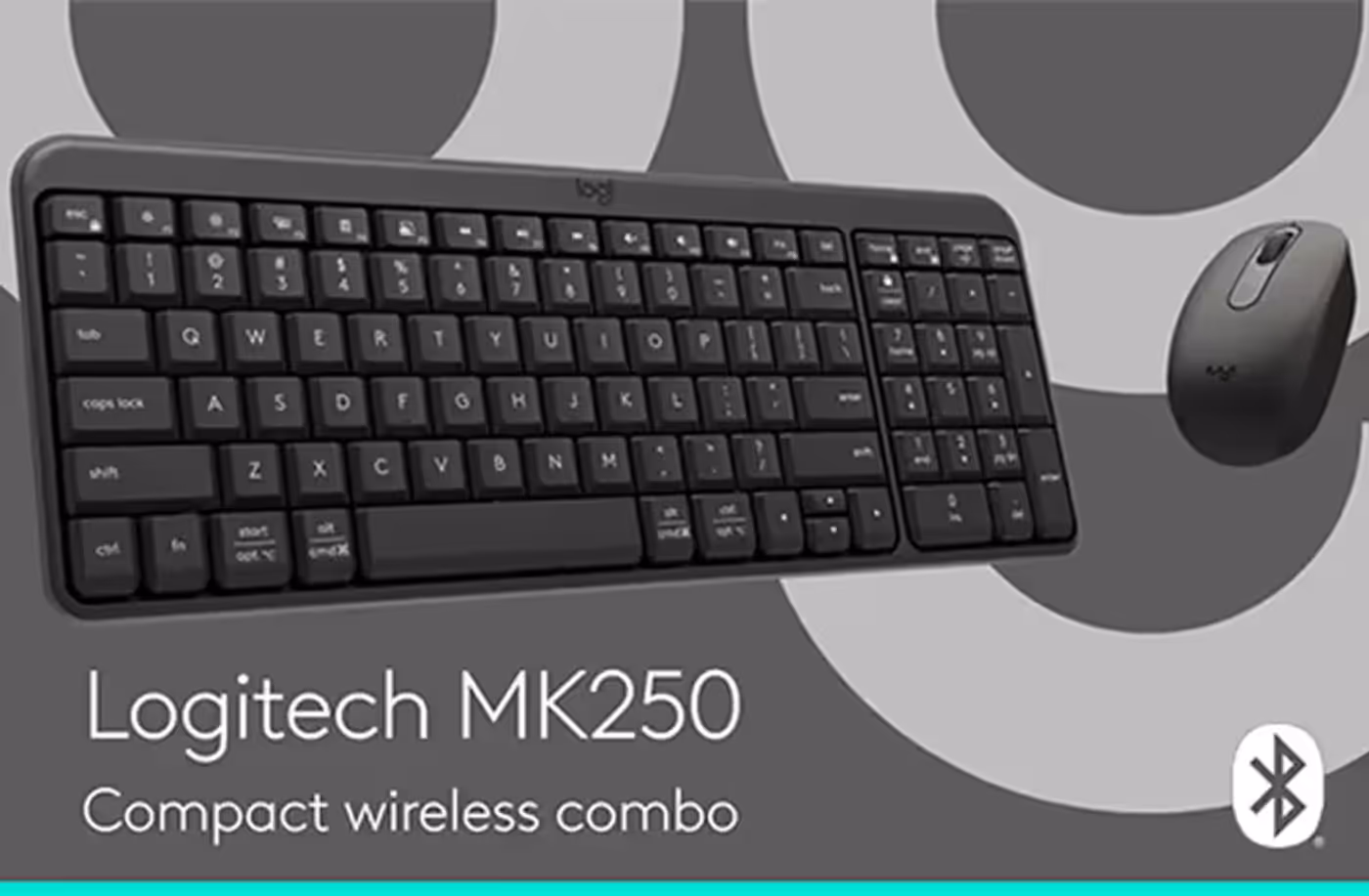 Logitech MK250 Bluetooth wireless keyboard and mouse combo shown together