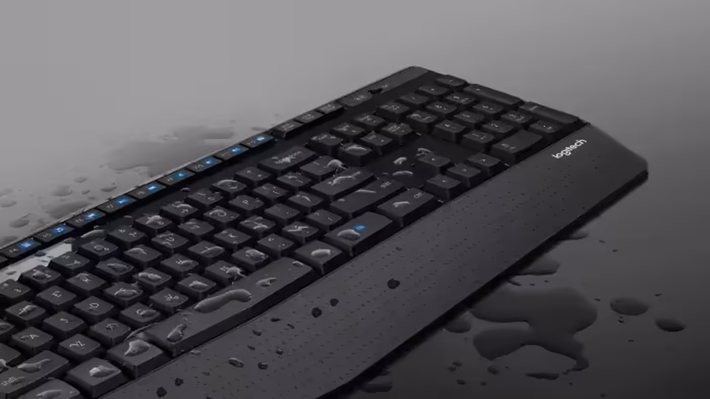 Adjustable tilt legs and spill-resistant build of the Logitech MK345 keyboard