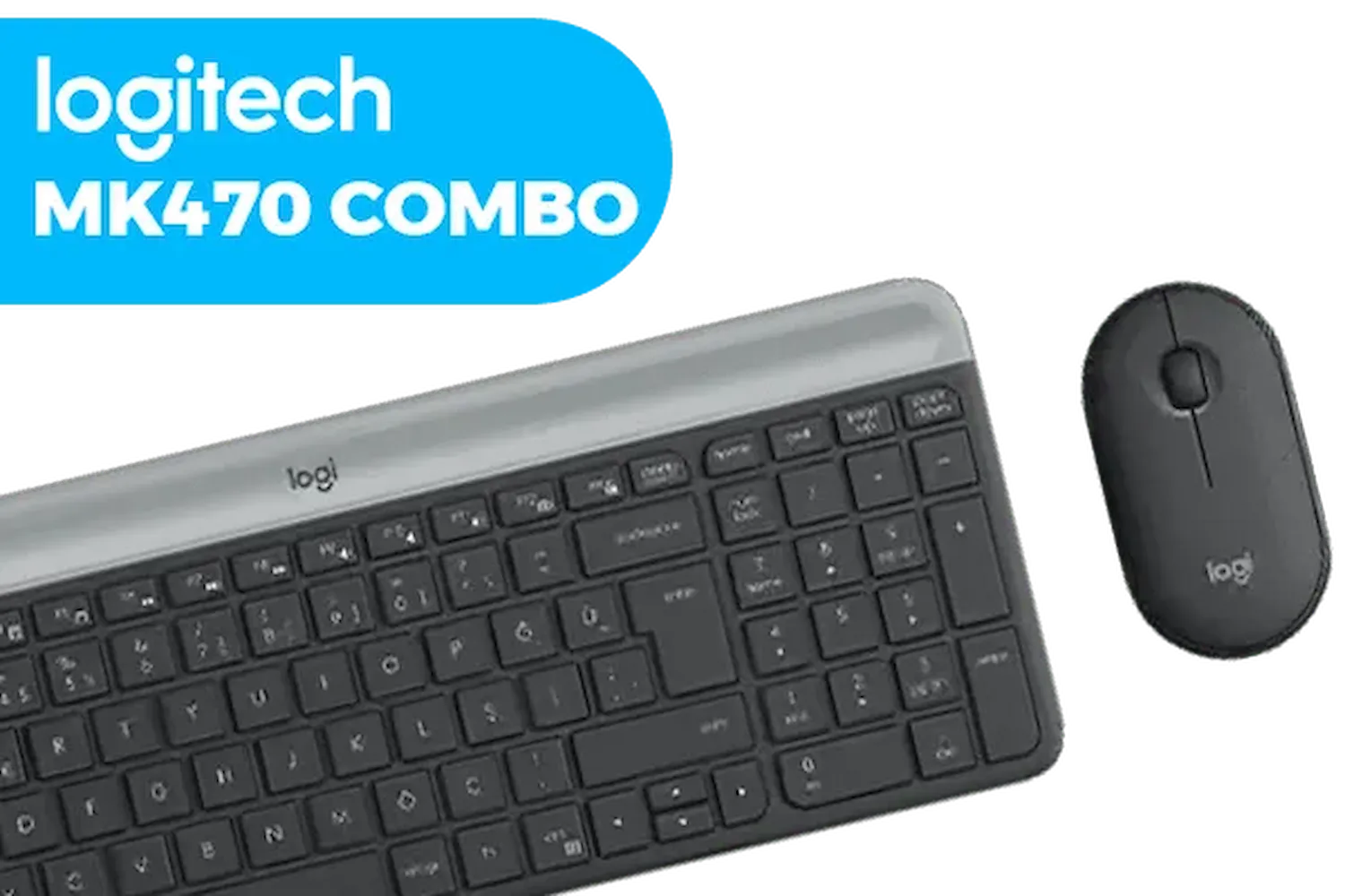 Logitech MK470 Slim Wireless Keyboard and Mouse Combo - Low Profile Compact Layout, Ultra Quiet Operation, 2.4 GHz USB Receiver with Plug and Play Connectivity, Long Battery Life - Graphite