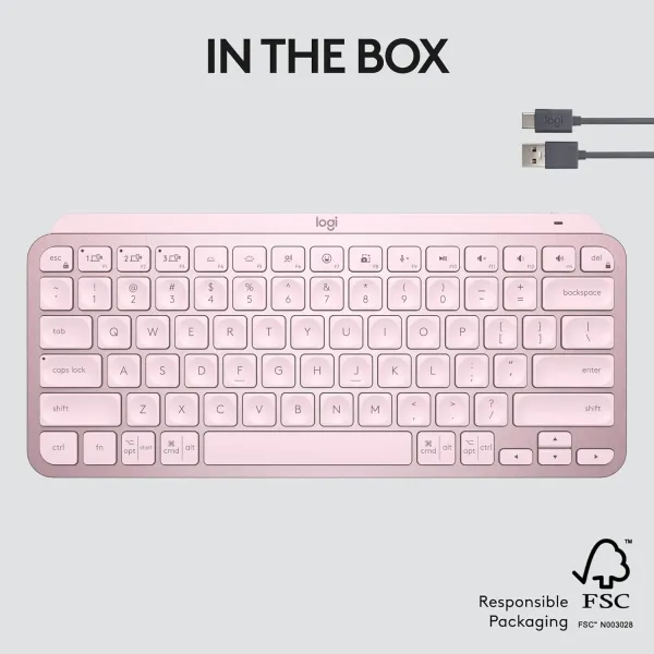 Logitech MX Keys Mini Wireless Keyboard - Rose | Compact & Stylish