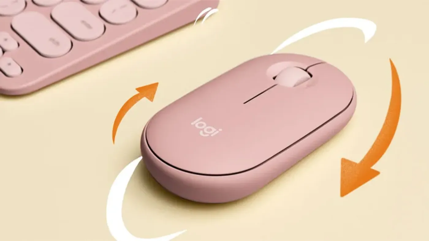 Logitech Pebble Mouse 2 M350s showcasing colorful and smart tech features