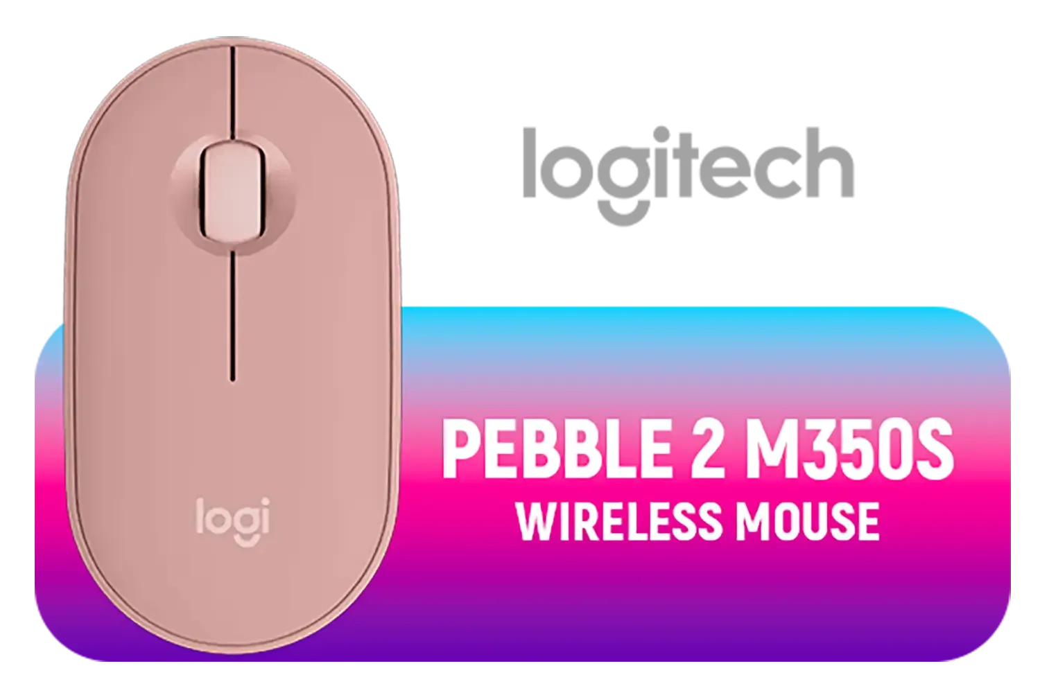 Logitech® Pebble Mouse 2 M350s - Tonal Rose / Ambidextrous / Multi-device pairing / Customizable middle button with Logi Options+ App / Silent clicks with Silent Touch Technology / 1 x AA Alkaline battery (pre-installed) / 910-007014