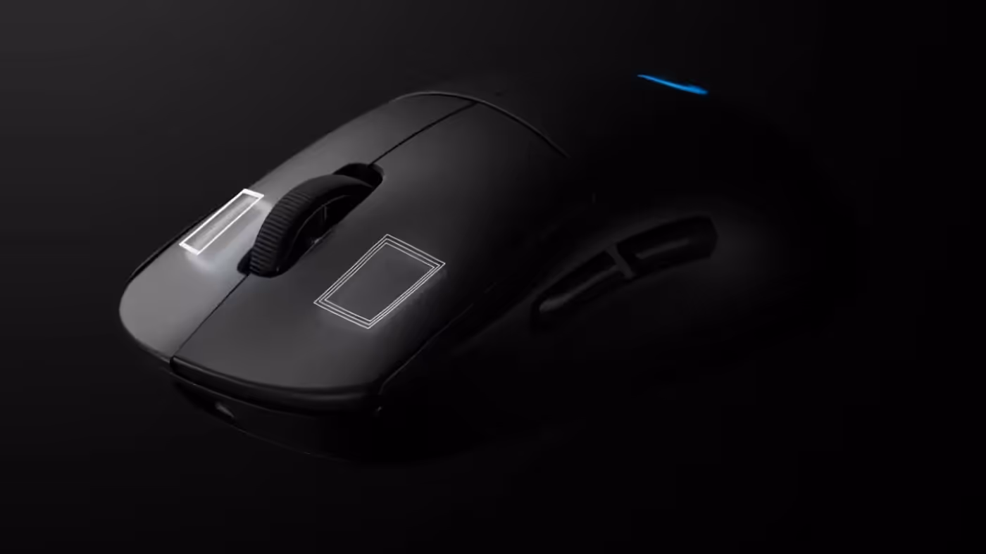 Detail of the LIGHTFORCE optical-mechanical switches in the Logitech G PRO 2 LIGHTSPEED gaming mouse