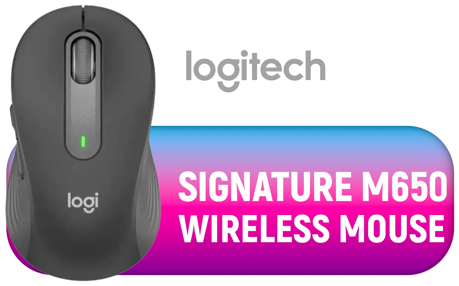 Logitech Signature M650 Wireless Mouse - For Small to Medium Sized Hands, 2-Year Battery, Silent Clicks, Customizable Side Buttons, Bluetooth, for PC/Mac/Multi-Device/Chromebook - Graphite / 910-006253
