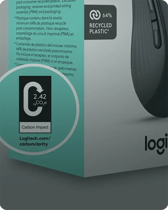 Eco-friendly packaging and sustainability labels on Logitech Z407