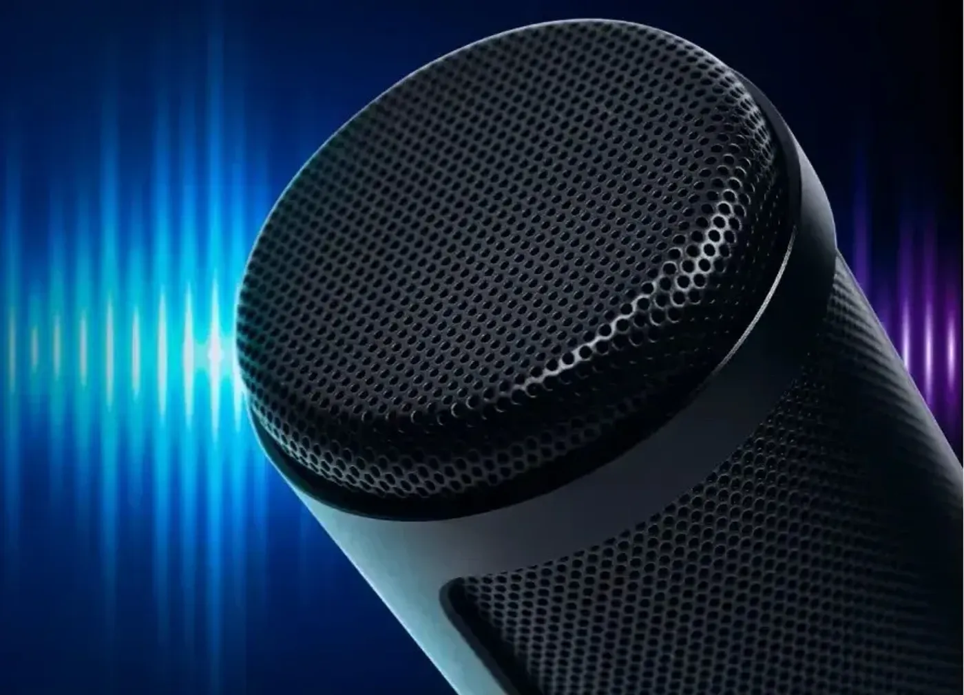 Microphone control panel showing volume wheel, mute button, and LED indicator
