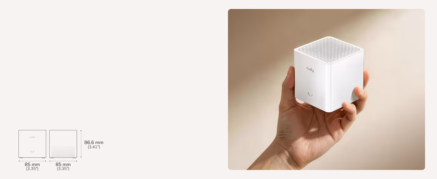 Compact M1200 2.0 mesh unit designed for whole-home coverage