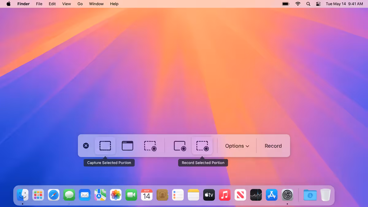 Screenshot menu (Cmd+Shift+5)