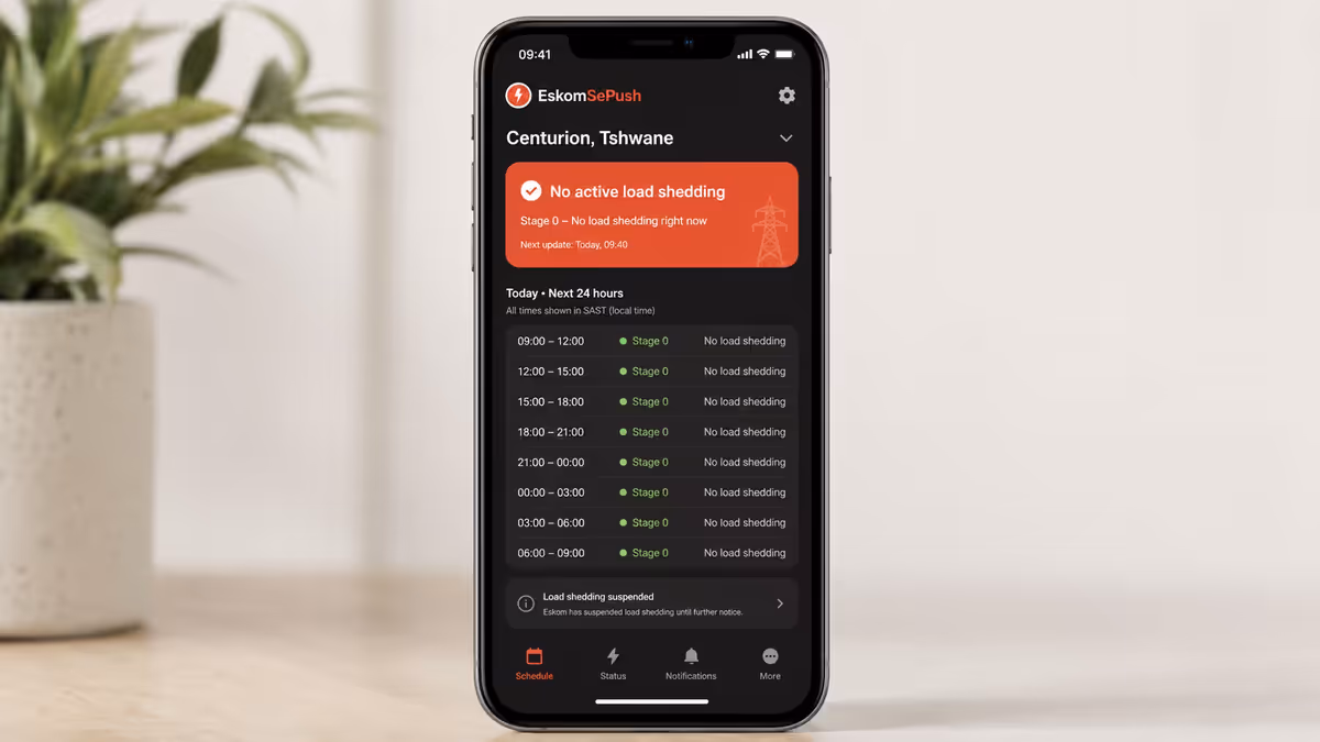 EskomSePush schedule on iPhone