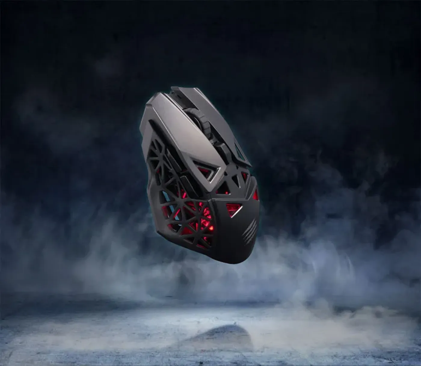 Side profile of the M.O.J.O. M1 showing the hollow-pyramid ergonomic structure