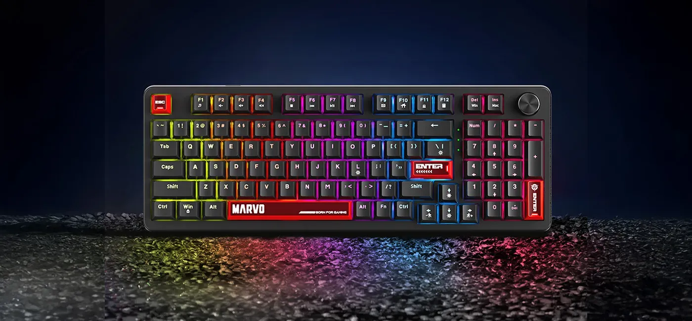 Marvo Arma 98 KG937 wired mechanical keyboard showing its numpad, arrow keys and scroll wheel