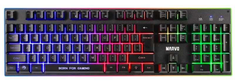 RGB gaming keyboard from the CM416 combo with backlit keys glowing in low light
