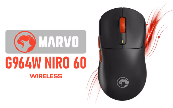 MARVO G964W Niro 60 Wireless Gaming Mouse - Pixart 3311 - image 1 MARVO G964W Niro 60 Wireless Gaming Mouse - Pixart 3311 - image 1
