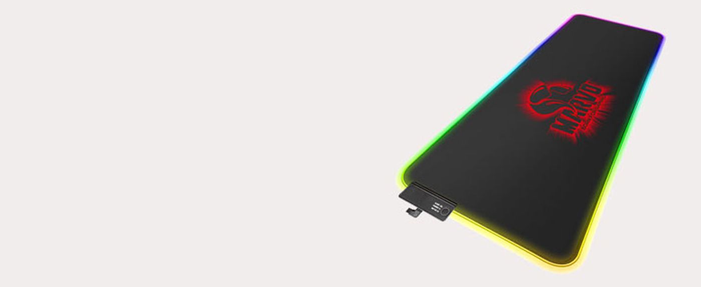 MARVO G45 RGB XL gaming mousepad shown flat with its stitched edge and rubber base