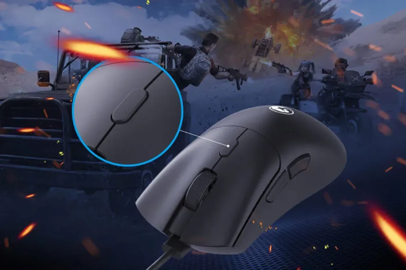 Side button cluster on the white MARVO G950 Niro 40 gaming mouse