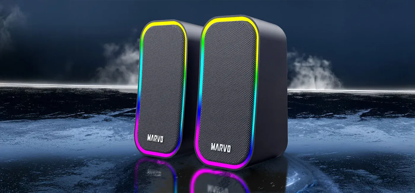 MARVO Havoc 20 Gaming Speakers with integrated LED lighting and high-fidelity sound drivers