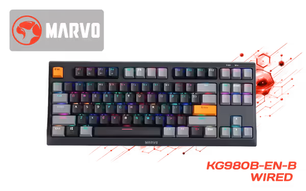 MARVO KG980B-EN-B Compact 87-Key RGB Mechanical Gaming Keyboard - image 1 MARVO KG980B-EN-B Compact 87-Key RGB Mechanical Gaming Keyboard - image 1