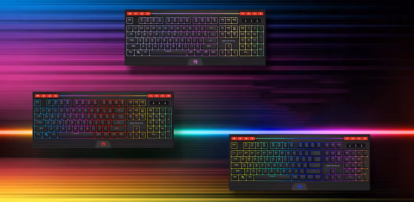 MARVO KG880 Membrane Gaming Keyboard with LED Backlighting - Desktop View