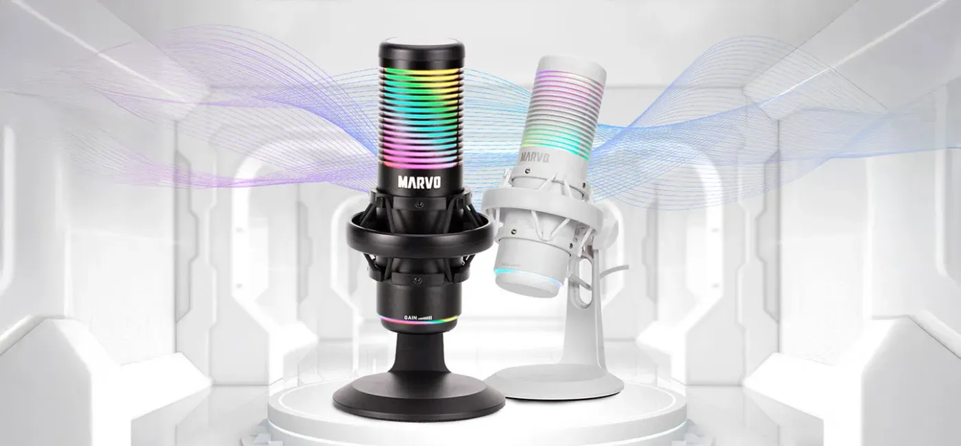 MARVO MIC-07 Blast 60 gaming microphone with sleek white finish
