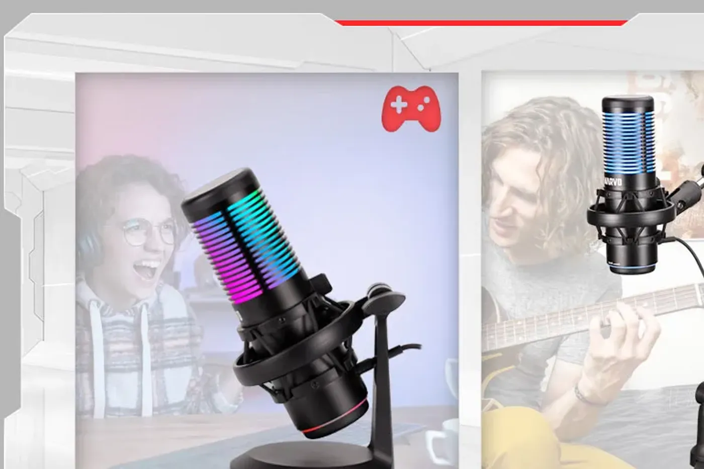 Dual capsule condenser design of the MARVO MIC-07 gaming microphone