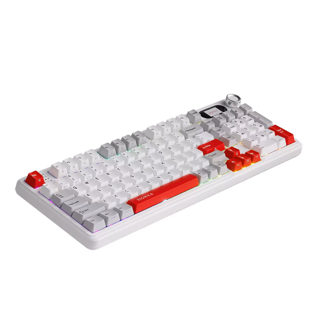 Angled view of the MARVO MONKA Sora 98 wireless gaming keyboard