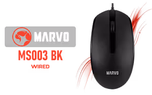 Marvo MS003 BK Wired Mouse Black - Image 1