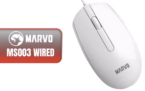 Marvo MS003 WH Wired Mouse White - Image 1