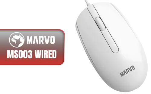 Marvo MS003 WH Wired Mouse White - Image 1