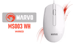 Marvo MS003 WH Wired Mouse White - Image 1