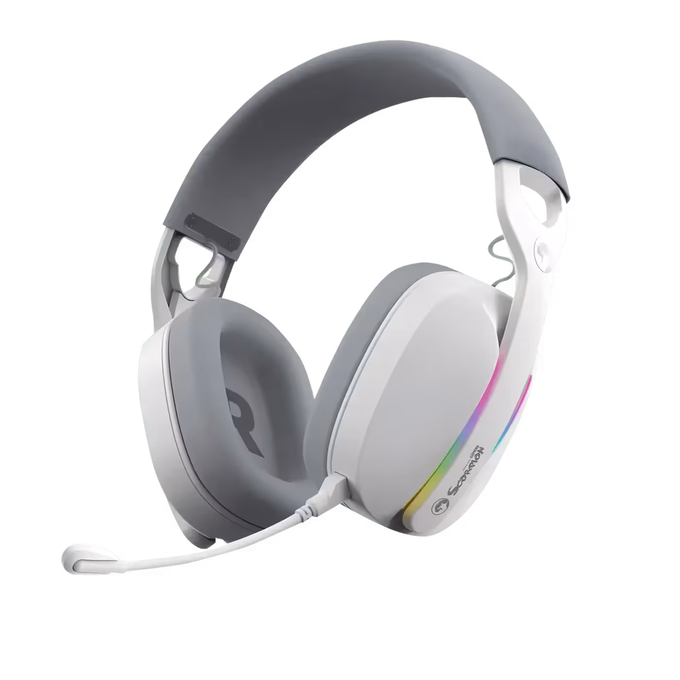 MARVO Pulz 70W wireless gaming headset shown at an angle with its microphone fitted