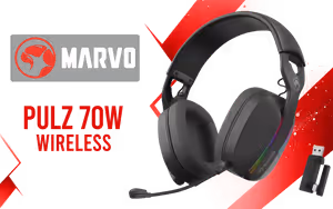 MARVO Pulz 70W Wireless Gaming Headset / Stereo Sound / Detachable Microphone / Omnidirectional Microphone / Rechargeable Battery - Image 1
