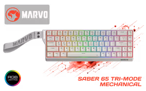 marvo-saber-65-tri-mode-mechanical-keyboard-white - Image 1