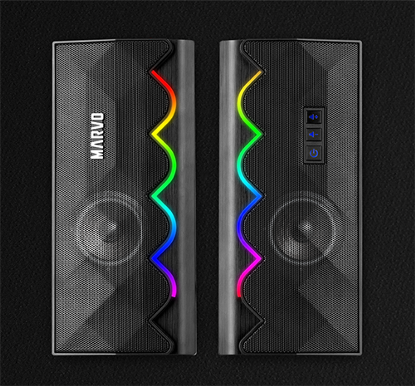 MARVO SG-269 Stereo LED Gaming Speakers featuring powerful 2x 3W audio output
