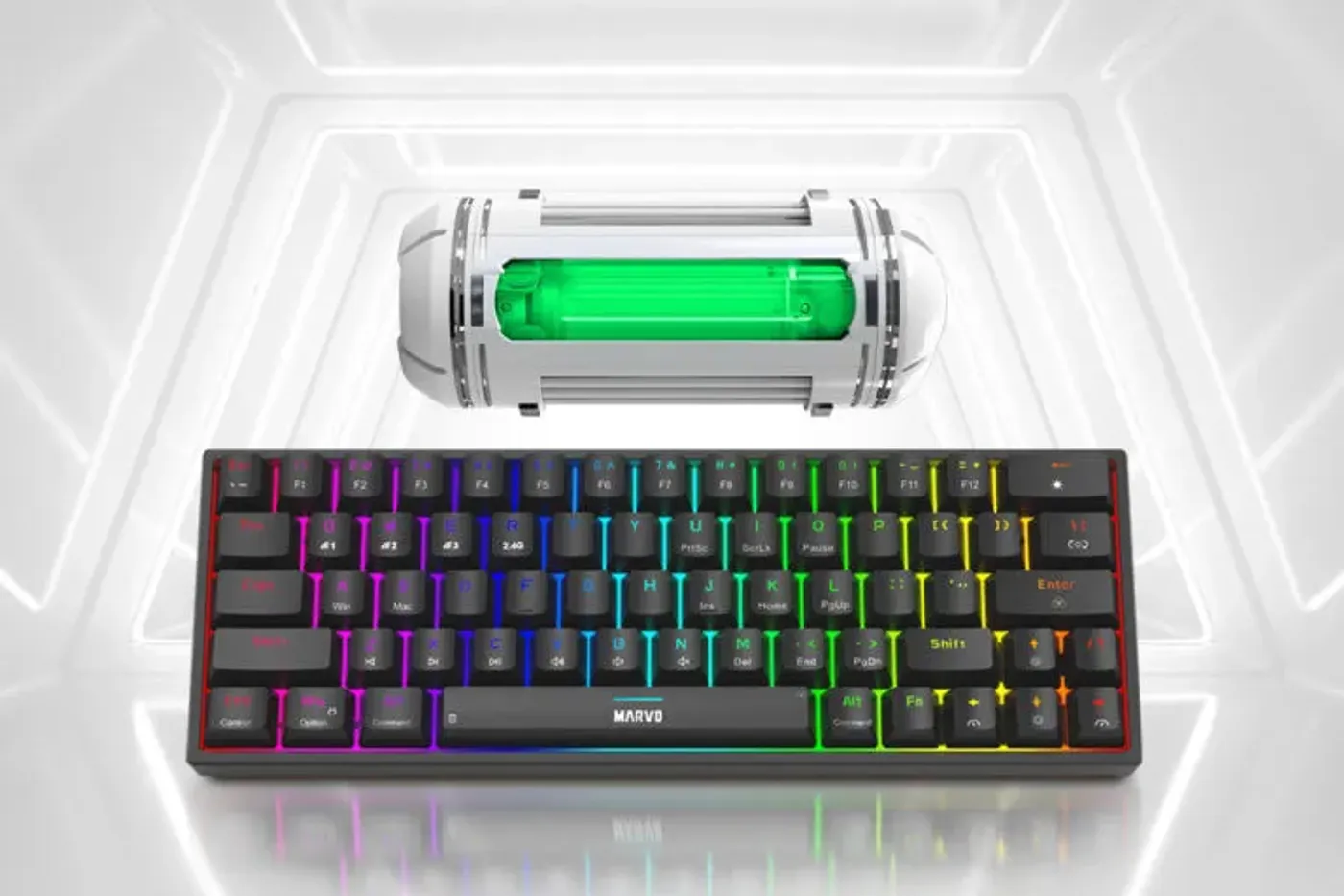 Rear of the MARVO KG955W Shogo 63 keyboard showing its charging port
