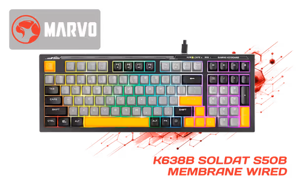 MARVO K638B Soldat S50B Membrane Gaming Keyboard - Rainbow Backlit - image 1 MARVO K638B Soldat S50B Membrane Gaming Keyboard - Rainbow Backlit - image 1