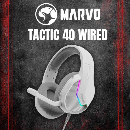 Marvo Tactic 40 Wired Gaming Headset White