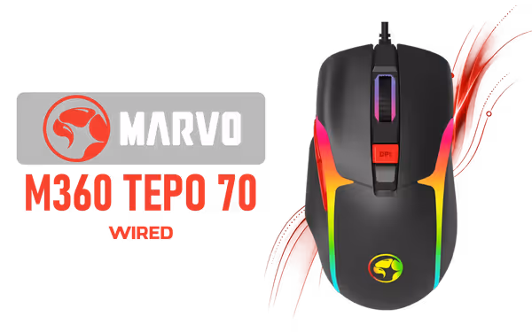 Marvo M360 Tepo 70 Gaming Mouse — 12800 DPI, RGB - image 1 Marvo M360 Tepo 70 Gaming Mouse — 12800 DPI, RGB - image 1