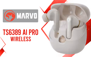 MARVO TS6389 AI Pro Earphones Apricot - Image 1