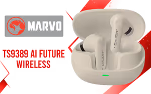 MARVO TS9389 AI Future Wireless Earphones Beige - Image 1
