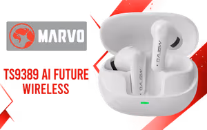 MARVO TS9389 AI Future Wireless Earphones White - Image 1