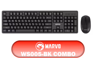 MARVO WS005 BK Wireless Mouse and Keyboard Combo MARVO WS005 BK Wireless Mouse and Keyboard Combo - Image 1