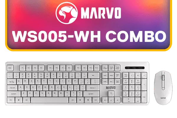 MARVO WS005-WH Wireless Gaming Mouse & Keyboard Combo