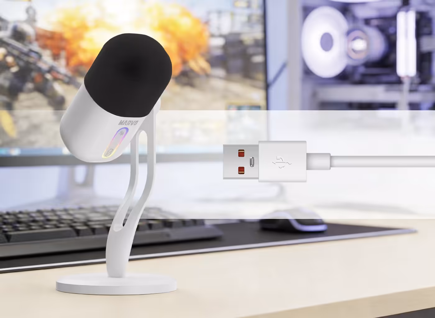 Blast 50 White microphone for plug-and-play USB recording