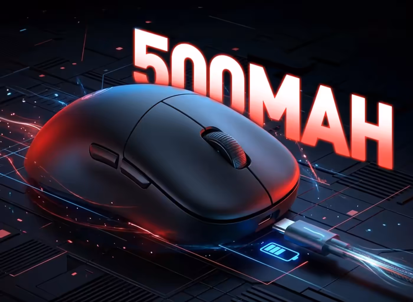 NIRO B40 mouse with 500mAh battery for extended wireless use