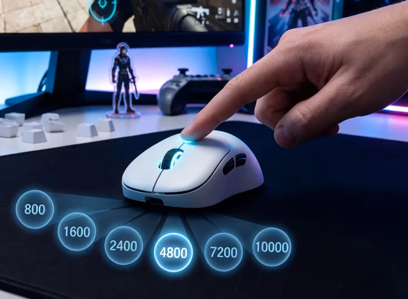 NIRO B40 mouse showing adjustable DPI control for precise movements